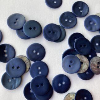 Prussian Blue matt painted 2 hole shell buttons