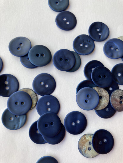 Prussian Blue matt painted 2 hole shell buttons