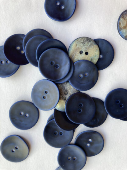 Prussian Blue matt painted 2 hole shell buttons