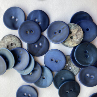 Prussian Blue matt painted 2 hole shell buttons