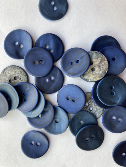 Prussian Blue matt painted 2 hole shell buttons