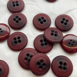 Burgundy Red and Black bone effect 4 hole coat Button