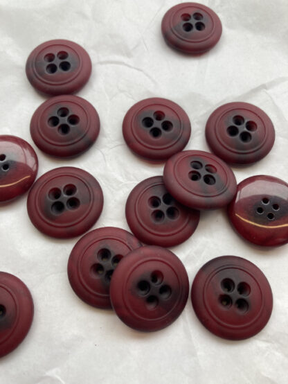 Burgundy Red and Black bone effect 4 hole coat Button