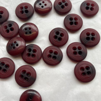 Burgundy Red and Black bone effect 4 hole coat Button