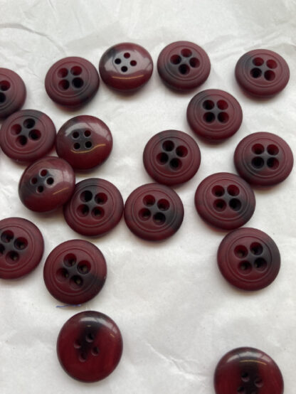 Burgundy Red and Black bone effect 4 hole coat Button