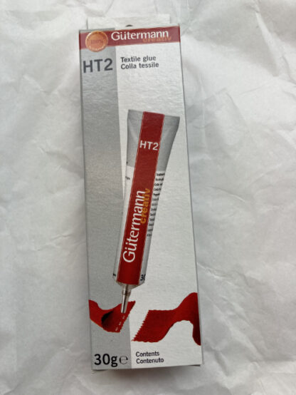 H0732 Gütermann HT2 Textile Glue - suitable for glueing appliqué motifs, fabric, leather, PVC and many other materials. Not suitable for acetate, coated fabrics and polystyrene. 