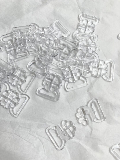 Clear Plastic locking butterfly bikini clasp for 20mm strap