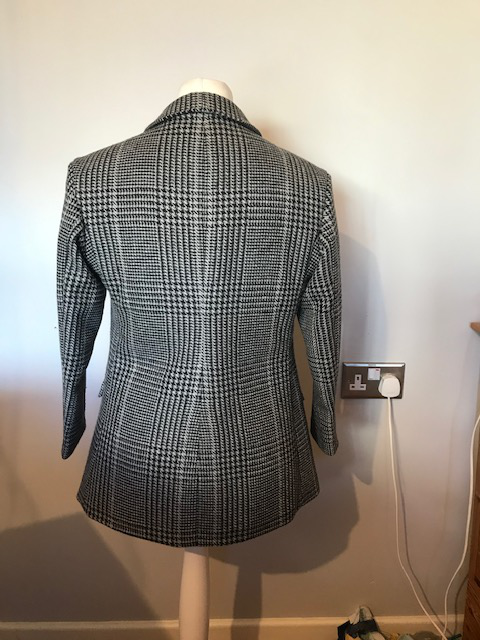 grey check wool tweed jacket -back