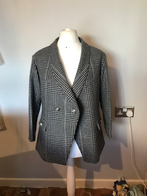 Grey Checked Wool Tweed Jacket