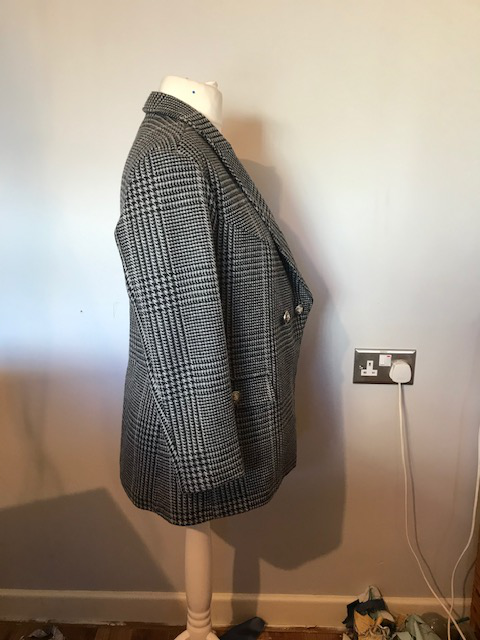 grey check wool tweed jacket- side view