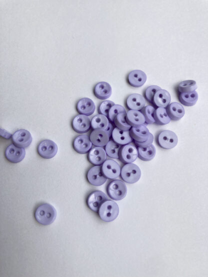 Lilac Purple two hole miniature / dolls glossy plastic button