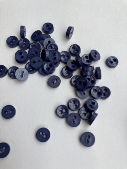 Navy Blue two hole miniature / dolls glossy plastic button