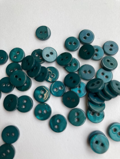 Teal Green Blue dyed Troca Shell 2 hole flat button