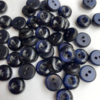 Navy Blue chunky 2 hole iridescent vintage plastic shirt Button