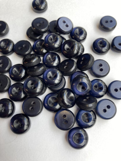 Navy Blue chunky 2 hole iridescent vintage plastic shirt Button