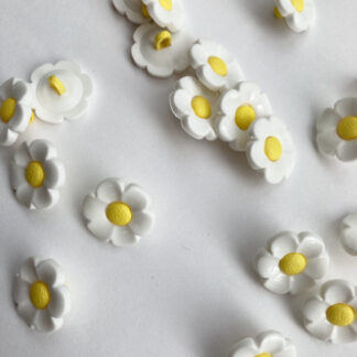 White and Yellow daisy shape Button on shank