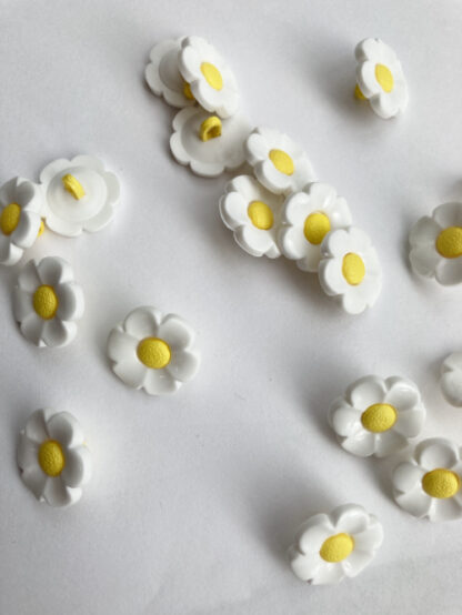 White and Yellow daisy shape Button on shank