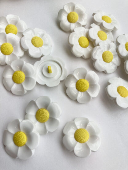 White and Yellow daisy shape Button on shank