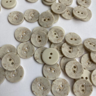 Ecru mottled mock stone 2 hole plastic button