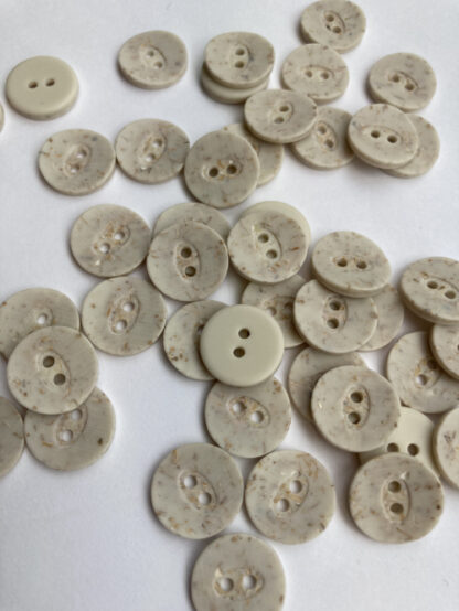 Ecru mottled mock stone 2 hole plastic button