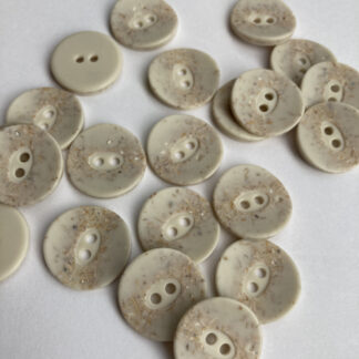 Ecru mottled mock stone 2 hole plastic button