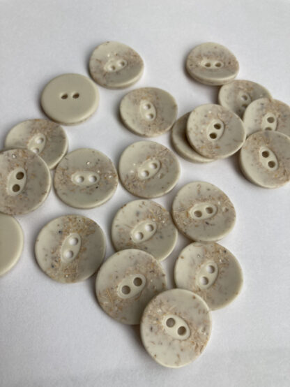 Ecru mottled mock stone 2 hole plastic button