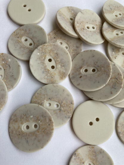 Ecru mottled mock stone 2 hole plastic button