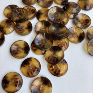 Brown mock tortoise shell 2 hole plastic button 