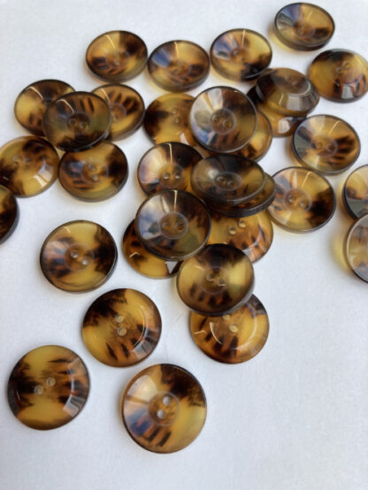 Brown mock tortoise shell 2 hole plastic button 