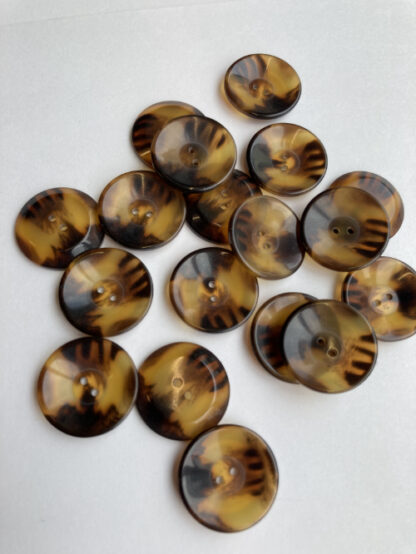 Brown mock tortoise shell 2 hole plastic button 