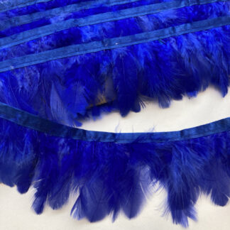 Royal Blue short Feather Trim with satin binding