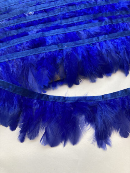 Royal Blue short Feather Trim with satin binding