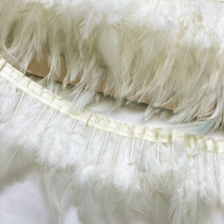 Cream Ivory Chicken feather Trim with satin binding