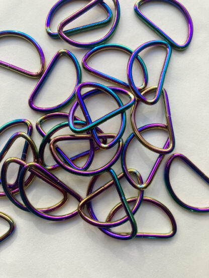 petrol rainbow coloured metal 38mm D-ring for bag making