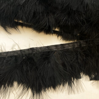 Black marabou trim on satin binding