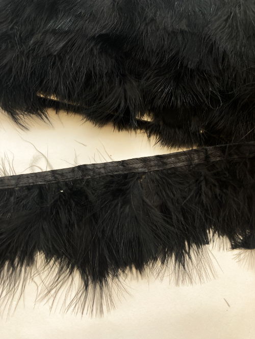 Black marabou trim on satin binding