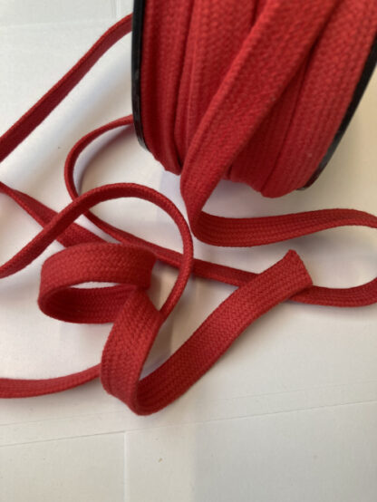 Red 100% Cotton flat braided hoodie /drawstring cord