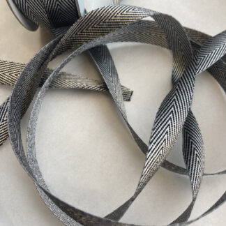 Pewter lurex herringbone webbing tape