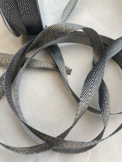 Pewter lurex herringbone webbing tape