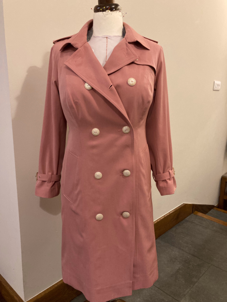 trench coat in wool and cotton washable gaberdine 11778