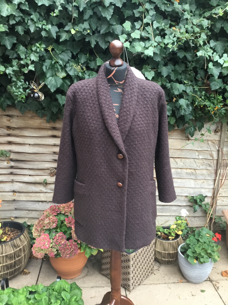 Brown Bouclé Wool Jersey Blazer Jacket