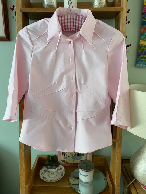 Pale pink oxford cotton fitted shirt -butterick 6026 Katherine Tilton pattern