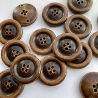 Tan and Dark Brown traditional 4 hole plastic coat button