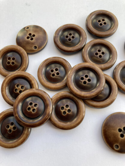 Tan and Dark Brown traditional 4 hole plastic coat button