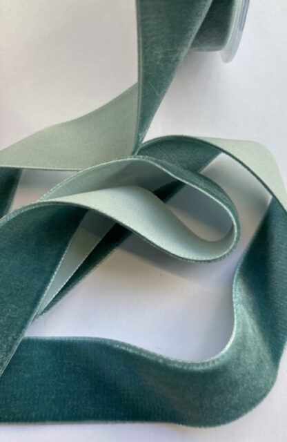 Sea Green Turquoise Polyester high density Velvet Ribbon