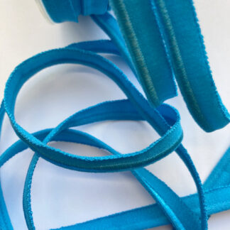 Azure Turquoise Blue elasticated satinised jersey ready-made stretch piping 75% polyamide 25% Elastane