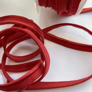 Red elasticated satinised jersey ready-made stretch piping 75% polyamide 25% Elastane