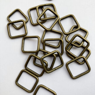 Antique Brass colour Metal rectangular D-Ring for 15mm strap