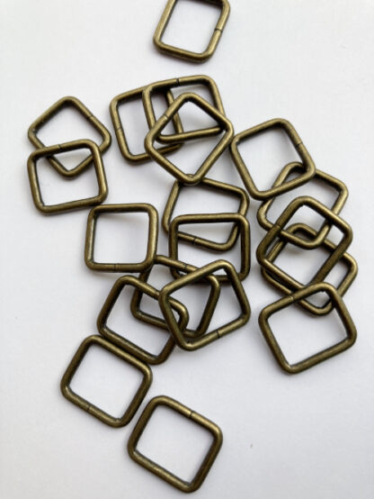 Antique Brass colour Metal rectangular D-Ring for 15mm strap