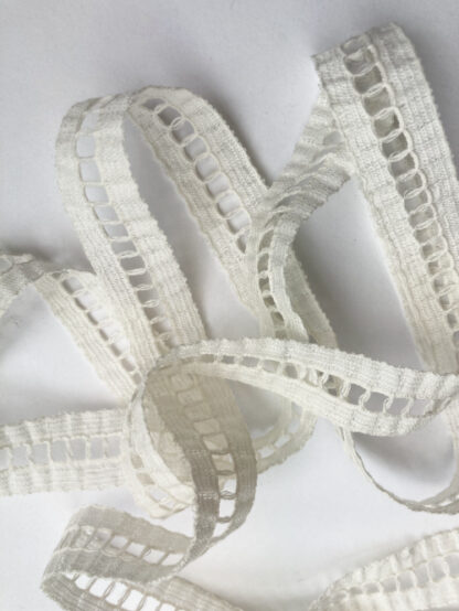 Ecru Cream 95% Cotton 5% Polyamide 15mm wide insertion ladder Lace Trim (made in the UK)